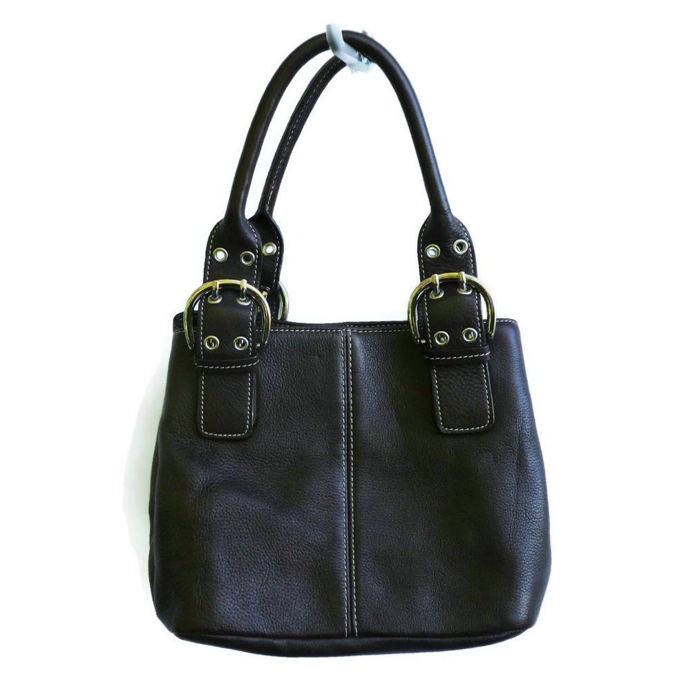 Vintage 90s Y2K Tignanello Brown Pebbled LeaTHeR Bucket Satchel Bag Magnetic